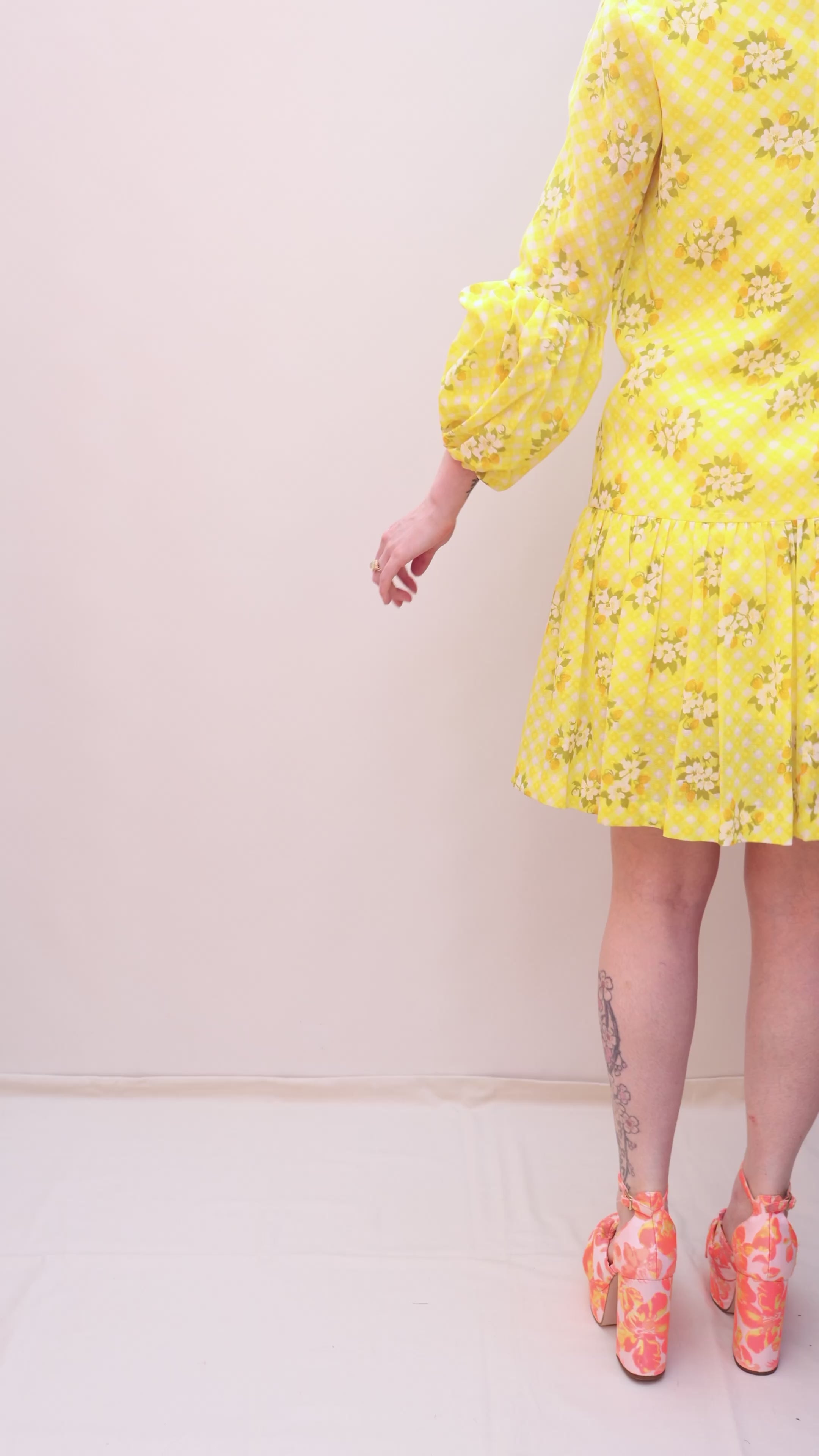 Vintage 70s Buttercup Gingham Dress